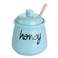 Honey Jar with Dipper and Lid, Ceramic Honey Pot 12oz, Turquoise
