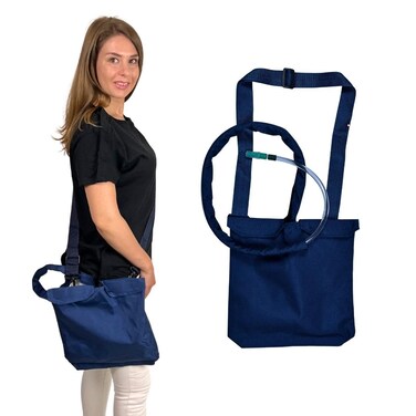 Urine Drainage Bag Holder with Catheter Tube Cover &amp; Adjustable Strap - Blue