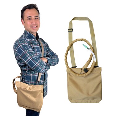 Urine Drainage Bag Holder with Catheter Tube Cover &amp; Adjustable Strap - Beige