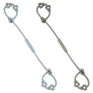 Toy Safety Straps, Silicone Pacifier Clips, Adjustable Stretchable Sippy Cup Straps for Strollers, High Chair, Cribs, Hanging Baskets, Car Seat, Shopping Trolley, 2 Pack (Ether+Sage)