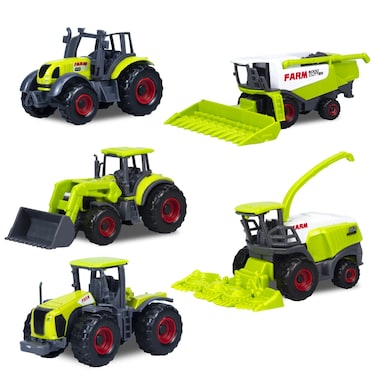 5 Pack Diecast Farm Tractor Toys Set, Kids Farm Toys Realistic Tractor Toys with Combine Harvester, Forage Harvest, Tractors, Mini Farm Vehicle Toy Birthday Gift &amp; Party Favors for Kids Ages 3 4 5 6 7