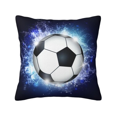 18"x18" Soccer Pillow Case Covers for Boys, Sports-Themed Square Cushion Covers with Printed Water and Fire Pattern for Kids Teens Men Room, Soft Pillowcase Home Decor for Couch Bed Sofa Bedroom Car