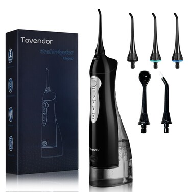 TOVENDOR Electric Water Flosser, Rechargeable Dental Oral Irrigator - 3 Modes, 5 Tips for Teeth, Gums, Braces, Dental Care, Family Oral Health (300ML, IPX7Waterproof Waterflosser)