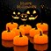 Halloween 12 Pack LED Pumpkin Lights, Jack-O'-Lantern, Small Orange Flickering Tea Lights, for Halloween, Fall Festival Decorations