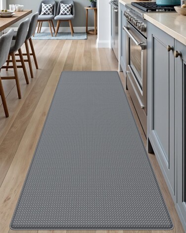DEXI Kitchen Mats for Floor Cushioned Anti Fatigue, 23x71, Waterproof Stain Resistant Standing Mat, Supportive Memory Foam Rugs for Front Sink Office Laundry, Grey