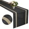 FAVE Woven Vinyl Table Runner Black Table Runner Woven with Golden Threads 72x12 in Heat Resistant Table Runner Wipeable Waterproof Dining Table Runner (Table Runner-Black)