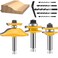 LEATBUY 1/2 Inch Shank Router Bit Set 3 PCS, Door Rail Cabinet Stile Edge Router Bits Sets, Woodworking Milling Cutter Tools, Router Grooving Tool Wood Router Bit Cutter (Line)