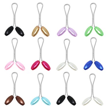 Honbay 12PCS Cute Hijab Pins Crystal Rhinestone Ball Pearl Brooch Pins Headscarf Shawl Scarf Muslim Hijab Scarf Clips Safety Pins Buttons Wedding Dress Decorative Boutonniere (F)