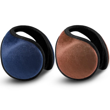 Syhood 2 Packs Fleece Earmuffs Winter for Men Women Ear Warmer Fleece Ear Muff Winter Accessory for Men Women(Medium,Coffee, Gray)