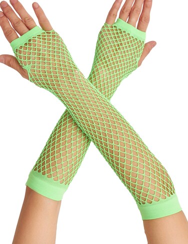 OTPEH Lone Fishnet Gloves Fingerless For Women Fish Net Arm Sleeve Mesh Emo Goth Punk 80s Scene Accessories
