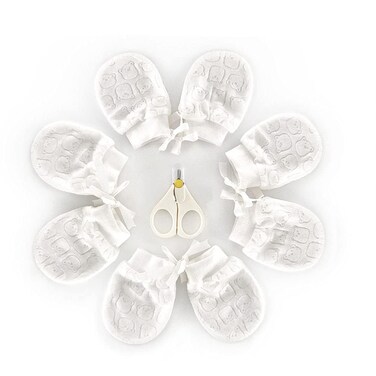 SANCNEE White Baby Mittens With String 0-6 Months,Newborn Gloves Boys Girls 4 Pairs&hellip;