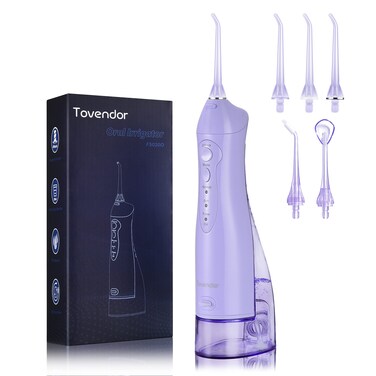 TOVENDOR Electric Water Flosser, Rechargeable Dental Oral Irrigator - 3 Modes, 5 Tips for Teeth, Gums, Braces, Dental Care, Family Oral Health (300ML, IPX7Waterproof Waterflosser)