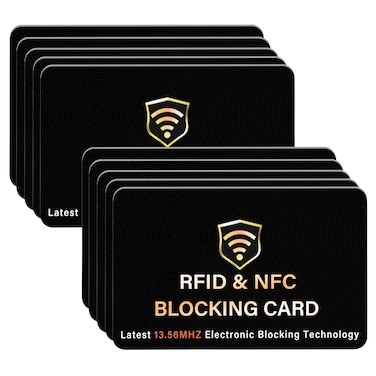 SaiTech IT 10 Pack RFID Blocking Card, One Card Protects Entire Wallet Purse, NFC Contactless Bank Debit Credit Card Protector ID ATM Guard Card Blocker&ndash;(Black)