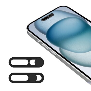 EYSOFT Webcam Cover,Front Camera Cover Compatible for Phone 16/16Plus/16Pro/16Pro Max/15/15 Plus/15 Pro/15 Pro Max/14 Pro/14 Pro Max,Protect Privacy and Security,Not Affect Face ID, 2 Pack-Black