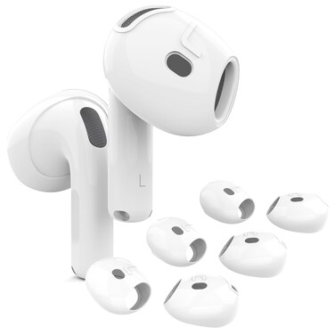[Fit in Case] 3 Pairs Cover for AirPods 4 DamonLight Anti Scratches Add Grip Sport Ear Tips [US Patent Registered] Compatible with AirPods 4th Generation (White)