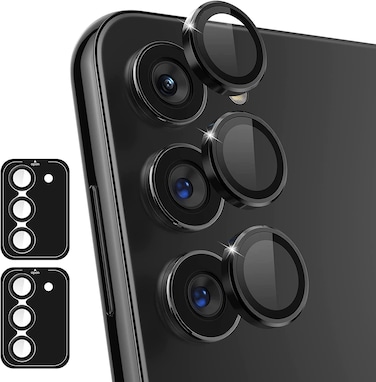Zeking (2 Set) for Samsung Galaxy A25 5G Camera Lens Protector, Scratch-Resistant HD Clarity Ultra-Thin 9H Tempered Glass with Aluminum Edging, Individual Metal Lens Cover (Black)