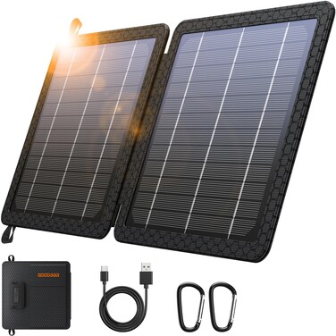 GOODaaa 10W Portable Solar Charger with Dual USB Outputs Super Handy Foldable Size 24% High Conversion Efficiency Solar Panels, Waterproof &amp; Dustproof &amp; Shockproof, Wide Compatibility