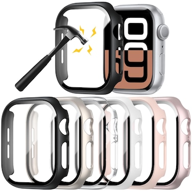 6 Pack Hard PC Case Compatible with Apple Watch Series 10 42mm with Tempered Glass Screen Protector,Rontion Ultra-Thin Scratch Resistant Full Protective Bumper Cover for iWatch 10 42mm Accessories