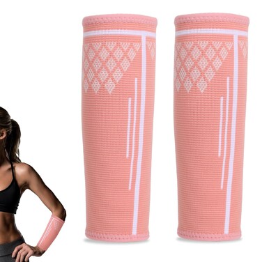 Molain Volleyball Arm Sleeves, 1 Pair Volleyball Compression Sleeves Sports Forearm Sleeves, Passing Forearm Sleeves for Girls, Teens Youth, 8 inch(Pink)