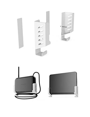 Laptop Wall Mount Cable Box Wall Mount Holder Router Wall Mount Storage Rack Compatible with Laptops/WiFi routers/Macbooks/TV Boxes/Network Switches/Modems/Audio Devices and More (White)
