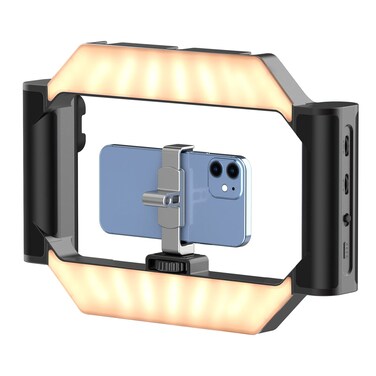 ULANZI Smartphone Video Rig w Light and Remote Control for Videomaker Filming Maker Video grapher, U-Rig Light Handheld Square Ring Light Phone Video Making Stabilizer Grip Cage w Cold Shoe Mount