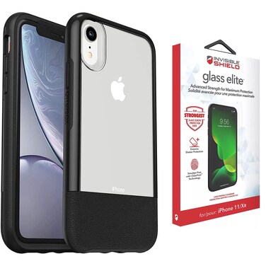 OtterBox Statement Series for iPhone XR Case with ZAGG Screen Protector, Extreme Shatter Protection - Bundle - (Clear/Black)