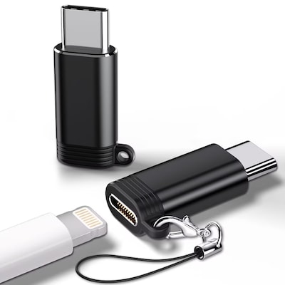 2 Pack USB C to Lightning Adapter, Lightning Female to USB C Male Adapter for iPhone 16 15,iPad Pro,Type C Devices, Type C Charger Connector, Support Charging &Data Transfer, Not for Audio/OTG/Mic