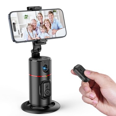 Auto Face Tracking Tripod 360&deg; Rotating Auto Tracking Phone Holder, No App, Phone Camera Stand with Remote and Gesture Control, Smart Shooting Stand for Vlog/TIK Tok Live Video Recording