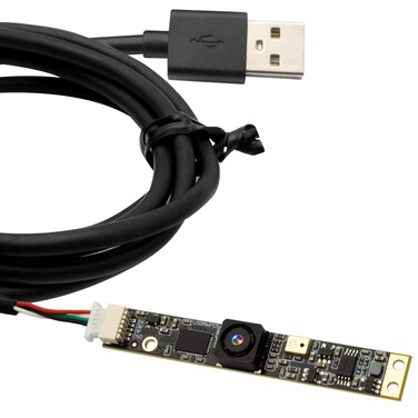 ELP 8mp USB Camera Module with Microphone 4K PC Camera for Computer 2448P Lightburn Camera for Laser Engraver Mini Strip Web Camera CCTV USB Security Camera for Raspberry Pi (64&deg; no Distortion Lens)