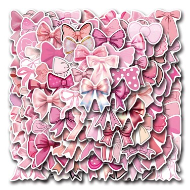 100PCS Pink Coquette Bows Stickers,Pink Bow Aesthetic Stickers for Kids Adults Girls Women,Waterproof Vinyl Stickers for Water Bottle Laptop Computer Guitar