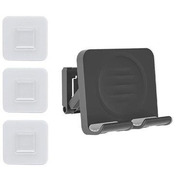 Mrsnimou Upgraded Shower Phone Holder with 3pcs Adhesive Stickers   Removable Wall Mount Phone Holder Adjustable Cellphone Stand   Tablet Phone Stand for iPhone Samsung Switch (Black)