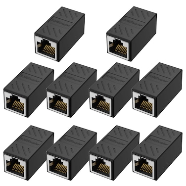 Jadaol [1000Mbps, High-Speed] RJ45 Coupler, Ethernet Extender Adapter for Cat7/Cat6/Cat5e, Female to Female LAN Connector for PC, Router, Modem, PS5, Xbox, Network Extension, 10 Pack, Black