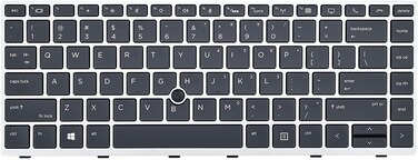 Replacement Backlight Keyboard for HP EliteBook 840 G5 840 G6 &amp; EliteBook 745 G5 745 G6, EliteBook 840 G5 Keyboard with Pointer Silver Frame US Layout L11307-001 L14378-001