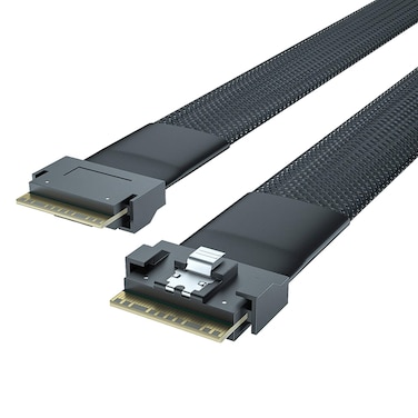 24G Internal SlimSAS SFF-8654 to SFF-8654 8i Cable, SAS 4.0, 100-ohm, 0.5-m(1.64ft)