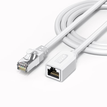 JUXINICE CAT6 Ethernet Extension Cable White 6FT, UTP Internet Cable Extender RJ45 Male/Female Patch Cords, for Router Modem Smart TV PC POE Extender Cable