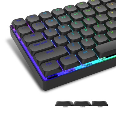 Womier Low Profile Keycaps, Shine Through Keycaps, Custom Keyboard Keycaps 75 Percent for 60% 65% 75% 80% 100% Cherry Gateron MX Switches Mechanical Keyboard, Black Backlight