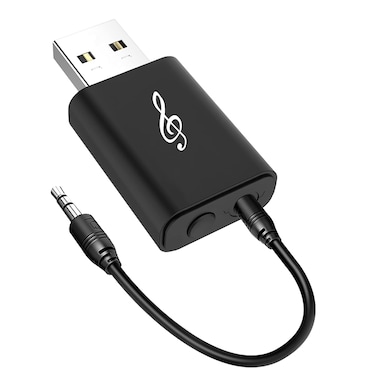 Bluetooth 5.0 Transmitter Receiver Adapter, 3.5mm Portable Wireless Audio Transmitter Receiver Dongle for TV/PC/Headphones/Car Stereo/Home Theater, USB for Power Supply, Low Latency, Plug and Play