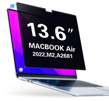 PYS&reg; MacBook Air 13.6 inch Privacy Screen,Magnetic Macbook Air M2 Privacy Screen for MacBook Air 13.6 in M2 Chip 2022 (A2681),Laptop Mac Privacy Screen Shield/Removable/Anti-Spy/Bubble Free