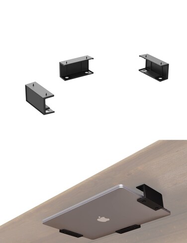 ZZHDESBY Under Desk Laptop Mount Under Desk Laptop Drawer with Adhesive &amp; Screw Fit for Macbooks, Keyboard, Routers, Modems, Cable Box, Network Switch and More (Black)