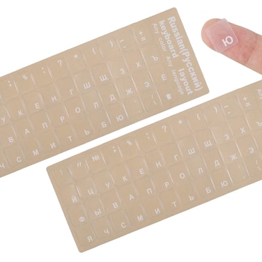 Universal Russian Keyboard Stickers, Transparent Background with White Lettering for Computer Laptop Notebook Desktop, Replacement Computer Keyboard Stickers (2 Pack)