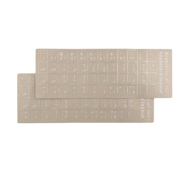 2 PCS Universal Arabic Keyboard Alphabet Stickers, Transparent Background and White Replacement Worn-Out Keyboard Stickers for PC Computer Laptop Desktop - Arabic Alphabet Stickers