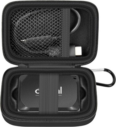 Carrying Case Compatible with Crucial X10/ X9 Pro 4TB/ 2TB/ 1TB Portable SSD, External Solid State Drive Hard Storage Holder Bag Fits for USB-C Cable (Box Only)