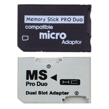 Kocak Gold Memory Card Adapter, Micro SD to Memory Stick PRO Duo, for PSP 1000 2000 3000, 128GB Capacity, White Dual Slot
