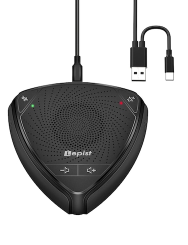 CMTECK USB Conference Microphone, Computer Desktop Speakerphone with Mute Function for Streaming, 360&deg;Omnidirectional Voice Pickup, LED Indicator, VoIP Calls, Skype, Interviews, Chatting (Black)