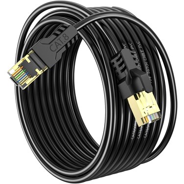 YSONG Cat 8 Ethernet Cable 30ft,High Speed 40Gbps,2000Mhz,26AWG,Gold Plated RJ45 Connector,for Outdoor&amp;Indoor Weatherproof UV,for/PC/Modem/Router/Gaming,Faster Than Cat7/Cat6/Cat5