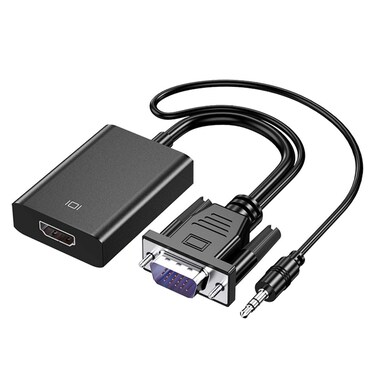 Cuxnoo VGA to HDMI Adapter for Connecting Traditional VGA Interface Laptop, PC to HDMI Monitor or Projector, 1080P VGA Male to HDMI Female Converter with 3.5mm Audio Lead and Power Supply Port
