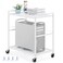 YBING Computer Tower Stand White PC Tower Stand 2 Tier CPU Holder Stand with Wheels Metal Mobile Computer Tower Cart Rolling PC Stand Floor for Fax Home Office