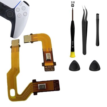 MYPUQIAO 1 Set Microphone Flex Cable Replacement for PS5 V3 3.0 BDM-030 Left and Right Handle Inner Mic Ribbon, Playstation 5 Speaker L R Connector Cable Dualsense Controller with Repair Tool Set(V3)