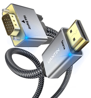 UANTIN HDMI to VGA Cable Adapter 3FT  Anti-Interference Gold-Plated Plugs  1080P Aluminum HDMI Source to VGA Display Braided Cord (Male to Male) for PC,Laptop,Xbox,Graphics Card,Monitor More