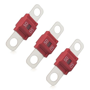 3PCS AMI/Midi Fuse, High Current 50A, for Cars, Buses, Trucks, Caravans, Construction Vehicles, Passenger Car, Electrocar Golf Cart, Motorhome